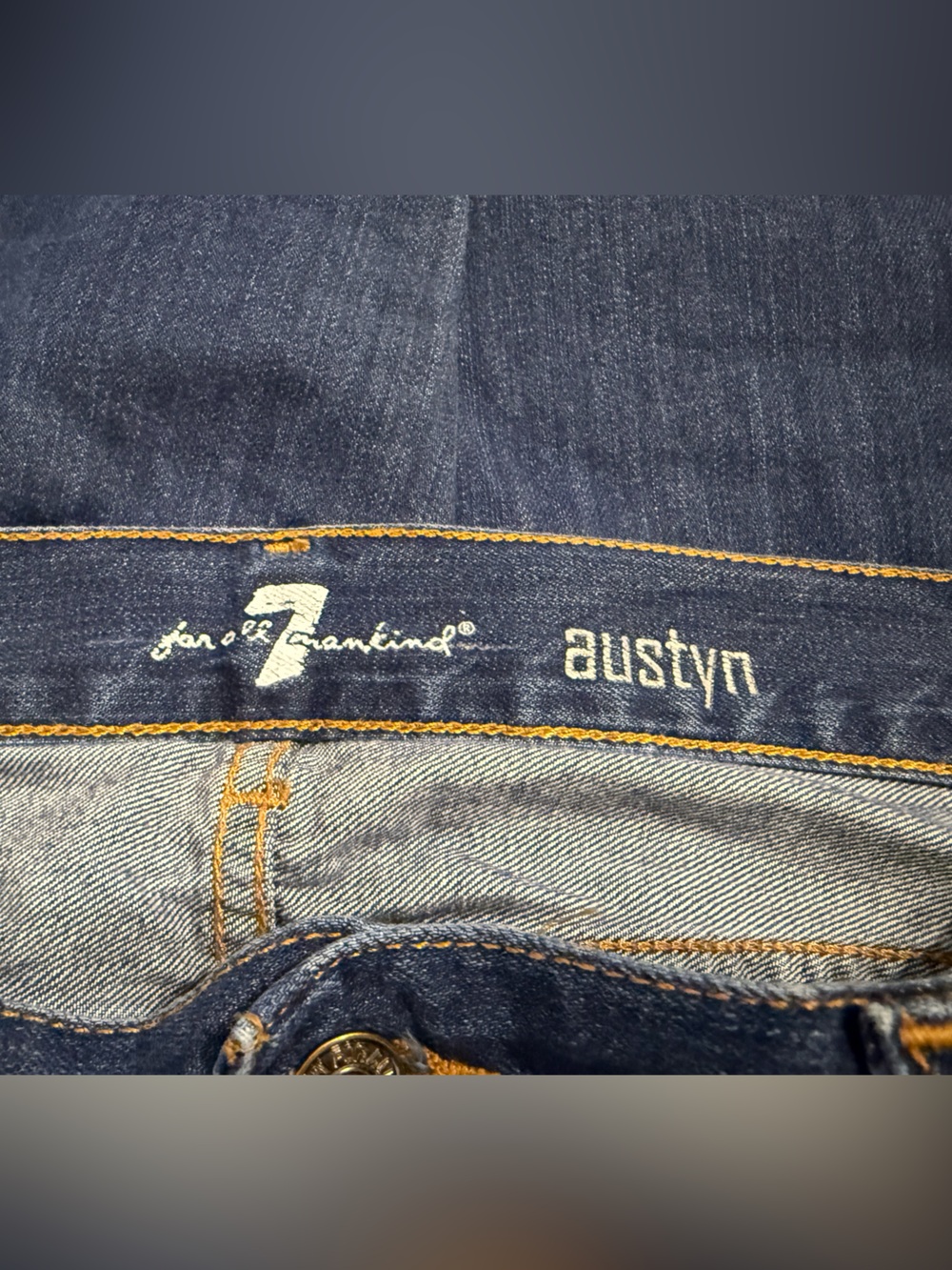 7 For All Mankind Men’s Straight Dark Wash Blue Stretch Denim Jeans 34 x 32 DESC - Picture 5 of 6
